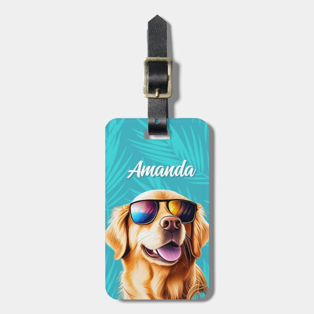 Golden Retriever Bagageetikett Bagagebricka (Vertikal Framsida)