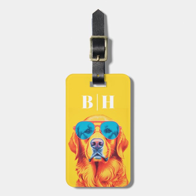 Golden Retriever Bagageetikett Bagagebricka (Vertikal Framsida)