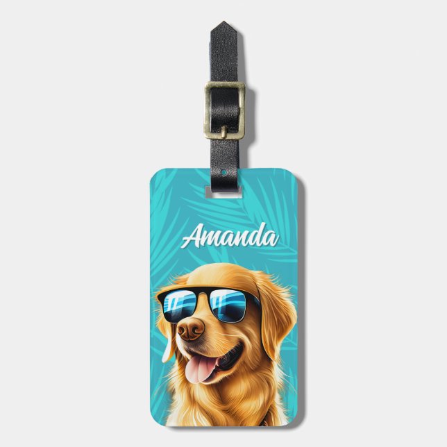 Golden Retriever Bagageetikett Bagagebricka (Vertikal Framsida)