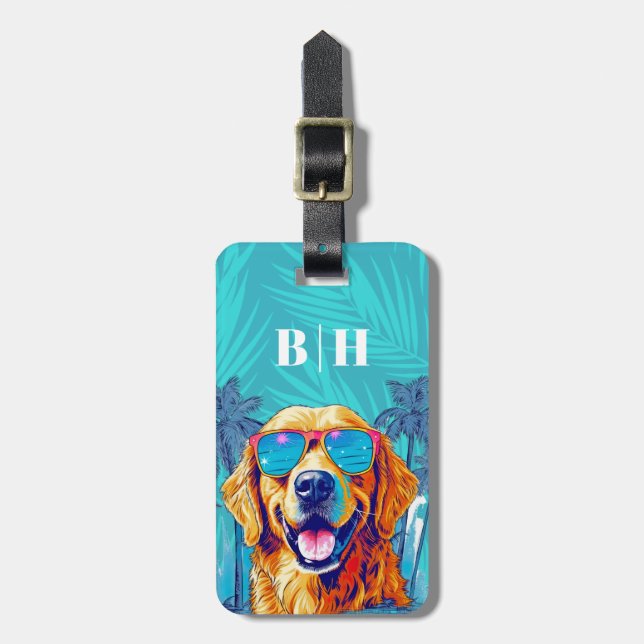 Golden Retriever Bagageetikett Bagagebricka (Vertikal Framsida)