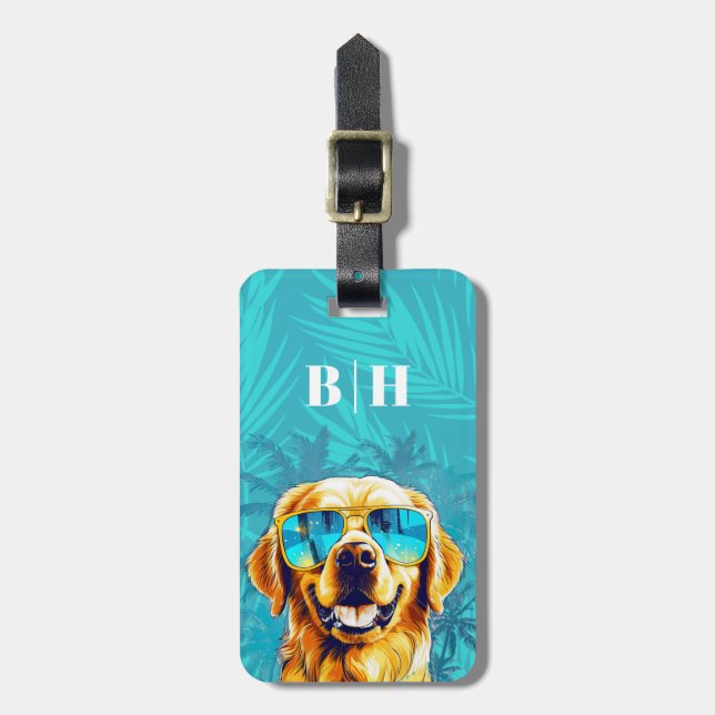 Golden Retriever Bagageetikett Bagagebricka (Vertikal Framsida)