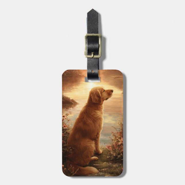 Golden Retriever Bagageetikett Bagagebricka (Vertikal Framsida)