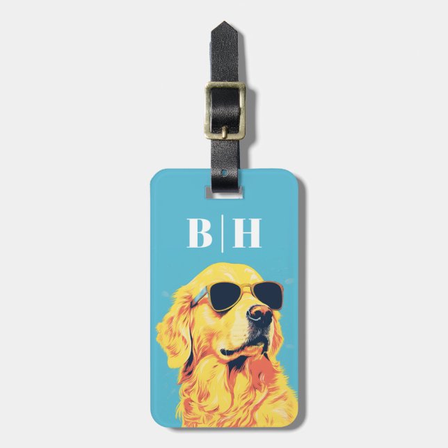 Golden Retriever Bagageetikett Bagagebricka (Vertikal Framsida)
