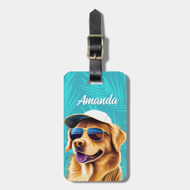 Golden Retriever Bagageetikett Bagagebricka (Vertikal Framsida)