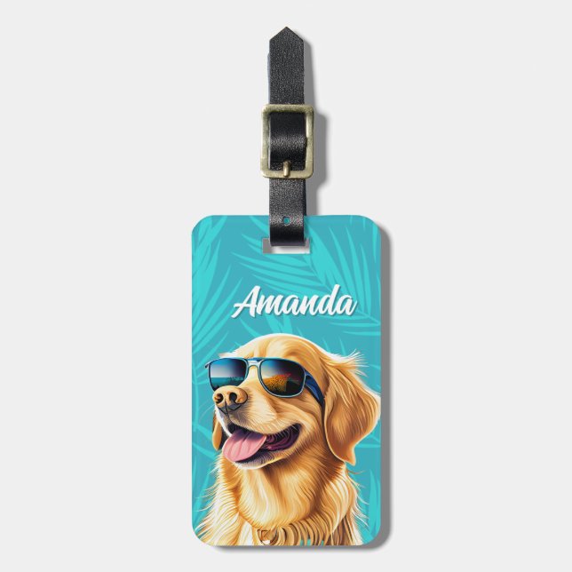 Golden Retriever Bagageetikett Bagagebricka (Vertikal Framsida)