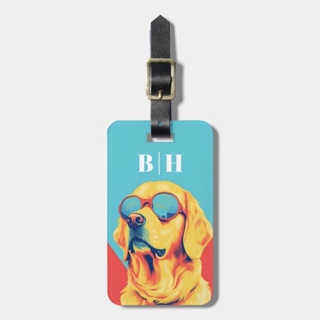 Golden Retriever Bagageetikett Bagagebricka (Vertikal Framsida)