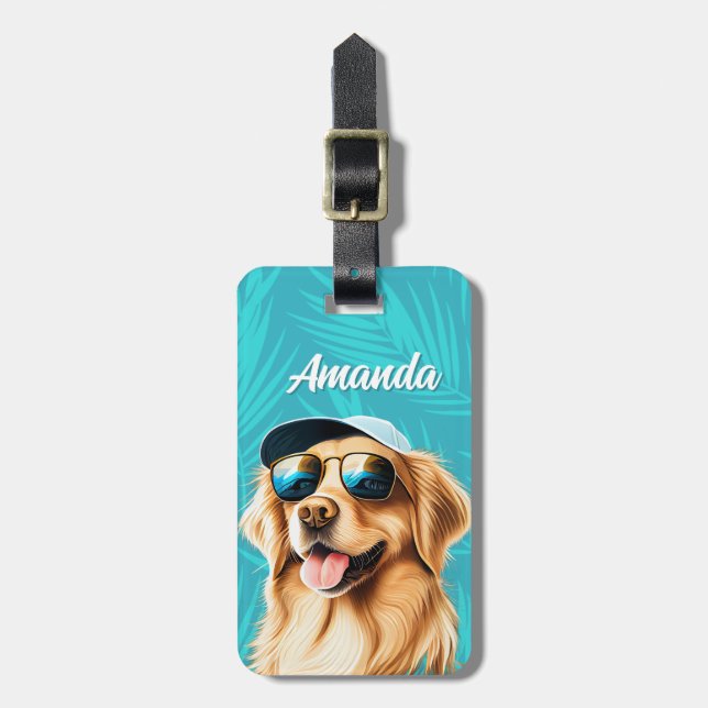 Golden Retriever Bagageetikett Bagagebricka (Vertikal Framsida)