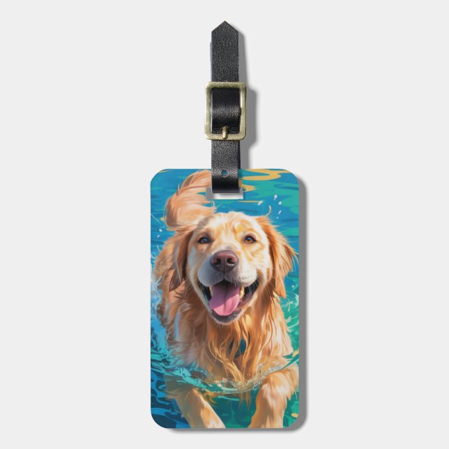 Golden Retriever Bagageetikett Bagagebricka (Vertikal Framsida)