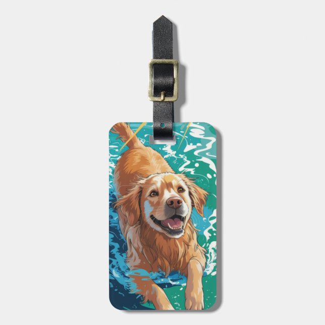 Golden Retriever Bagageetikett Bagagebricka (Vertikal Framsida)