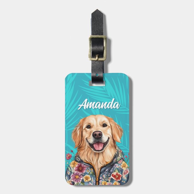 Golden Retriever Bagageetikett Bagagebricka (Vertikal Framsida)
