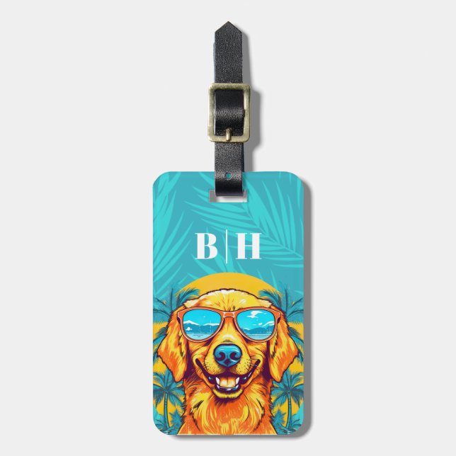 Golden Retriever Bagageetikett Bagagebricka (Vertikal Framsida)