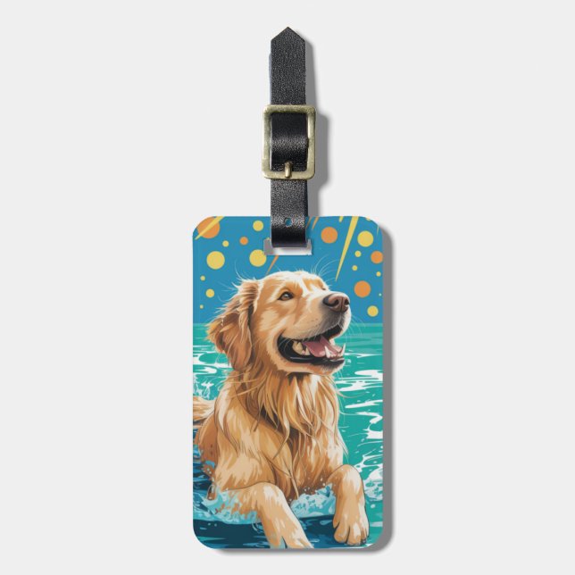 Golden Retriever Bagageetikett Bagagebricka (Vertikal Framsida)
