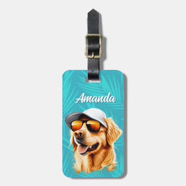 Golden Retriever Bagageetikett Bagagebricka (Vertikal Framsida)