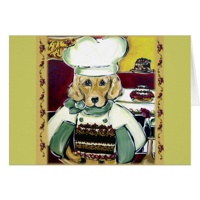 Golden Retriever Bagare Hälsningskort (Framsidan Horizontal)