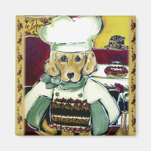 Golden Retriever Bagare Magnet