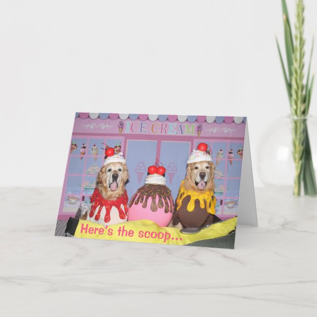 Golden Retriever Banana Split Birthday Kort (Framsida)