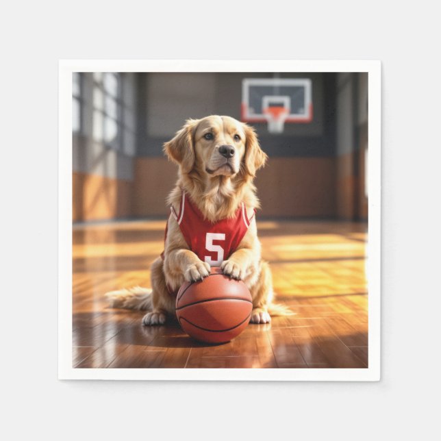 Golden Retriever Basketball Player Pappersservett (Framsidan)