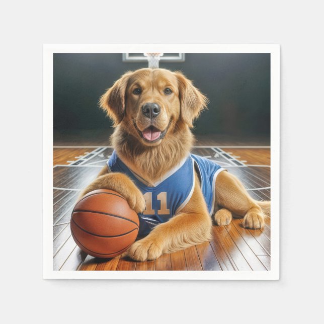Golden Retriever Basketball Player Pappersservett (Framsidan)