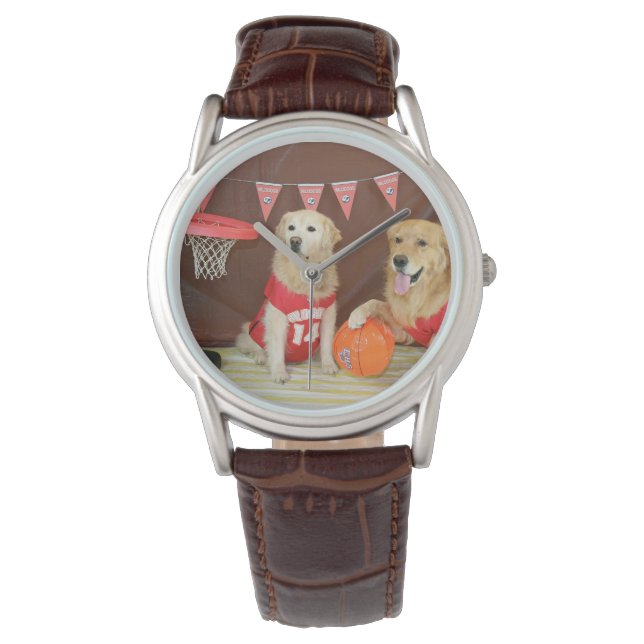 Golden Retriever Basketball-spel Armbandsur (Framsida)
