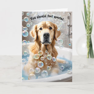 Golden Retriever Bath Birthday Humor Kort