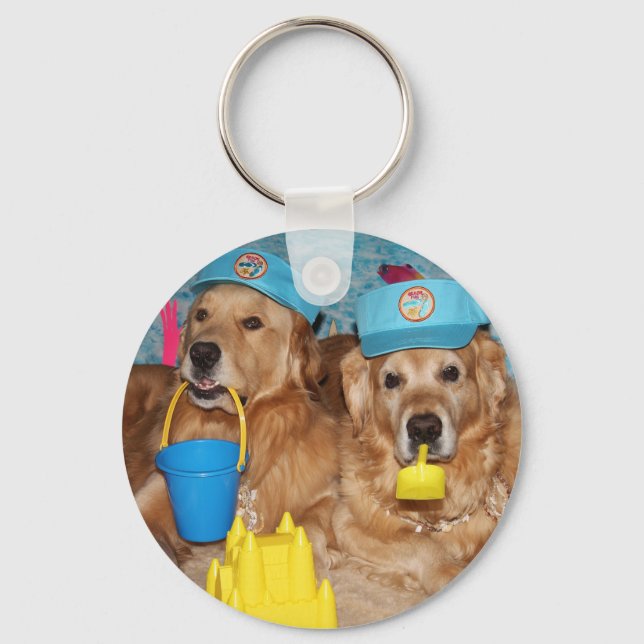 Golden Retriever Beach Bums Nyckelring (Framsida)