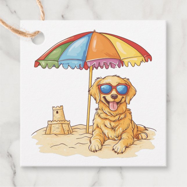Golden Retriever Beach Hund Gåvor Etiketter (Framsida)