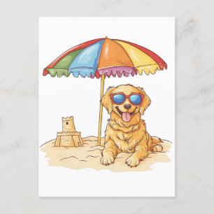 Golden Retriever Beach Hund Helg Vykort