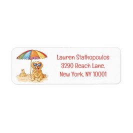 Golden Retriever Beach Hund Returadress Etikett