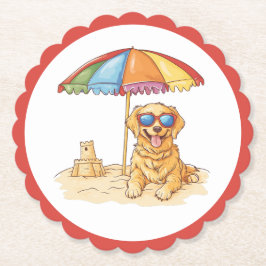 Golden Retriever Beach Hund Underlägg Papper