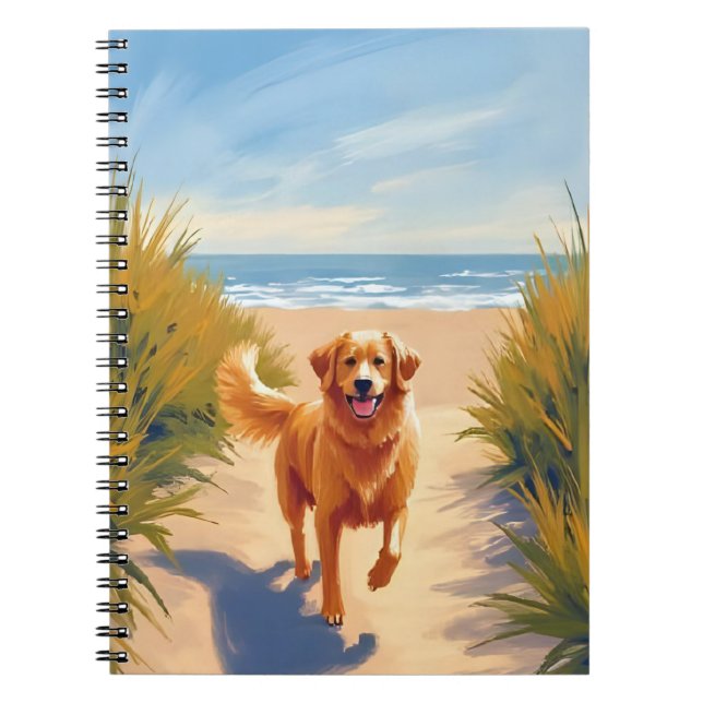 Golden Retriever Beach Path | Ocean Dog Pet Anteckningsbok (Framsidan)