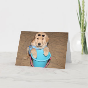 Golden Retriever Beach Puppy Birthday Kort