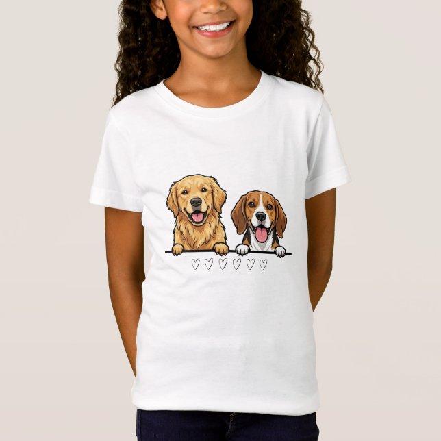 Golden Retriever & Beagle Best for animal lovers T Shirt (Framsida)
