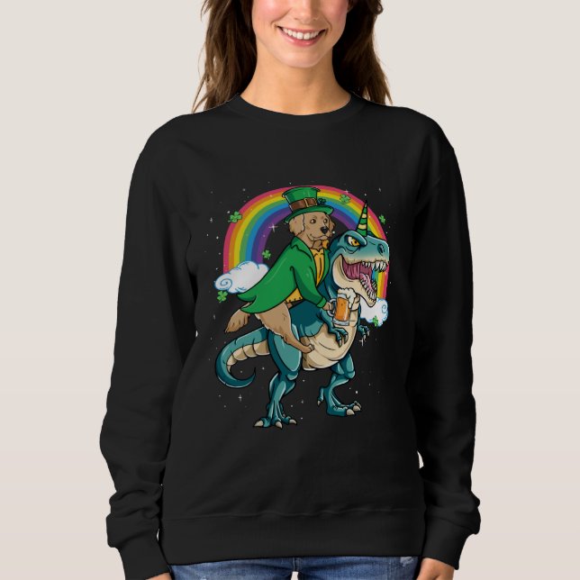 Golden Retriever Beer Dino Rex Horn T Shirt (Framsida)