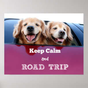 Golden Retriever Behålla Lugn och Road Resa Poster