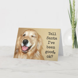 Golden Retriever "Berätta för jultomten"-julkort Helgkort