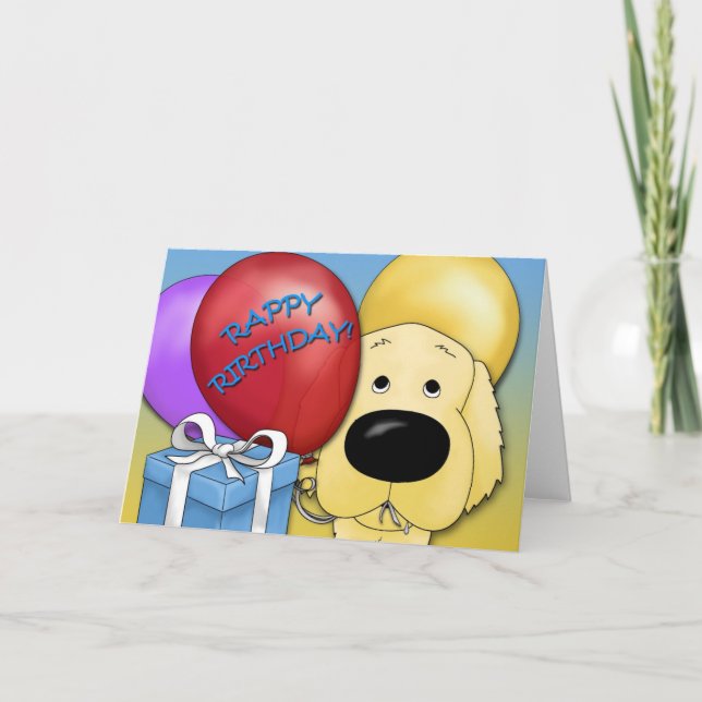Golden Retriever Birthday Card Kort (Framsida)