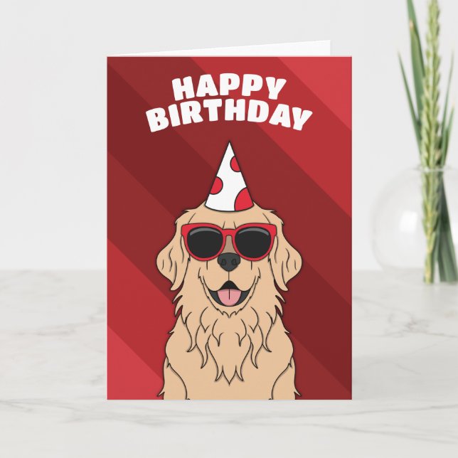Golden Retriever Birthday Card Kort (Framsida)
