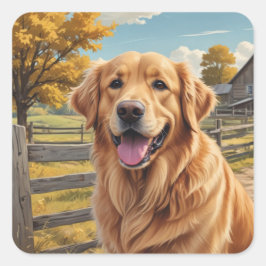 Golden Retriever Birthday Fyrkantigt Klistermärke