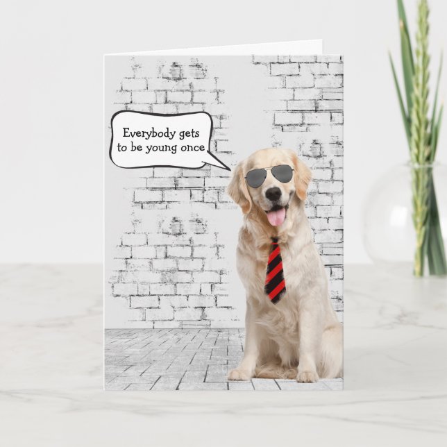 Golden Retriever Birthday Humor Kort (Framsida)