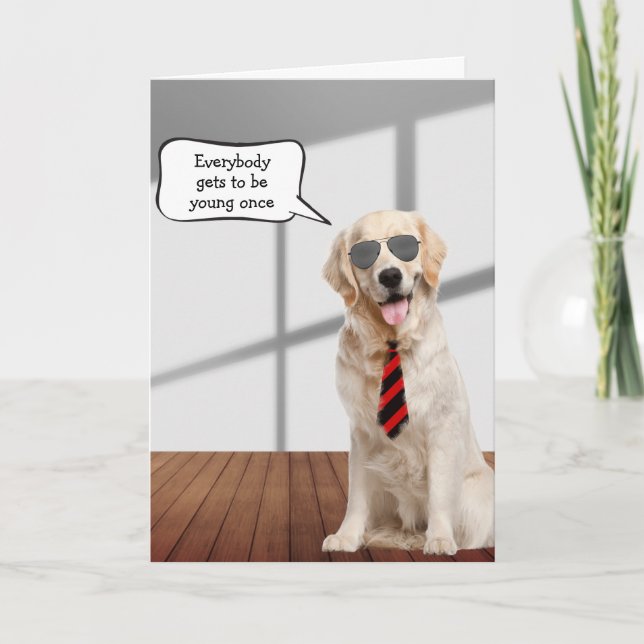 Golden Retriever Birthday Humor Kort (Framsida)