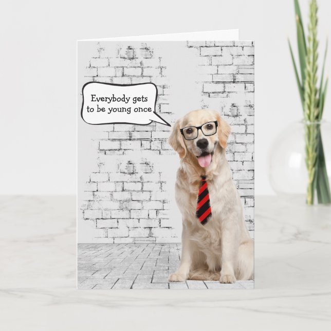 Golden Retriever Birthday Humor Kort (Framsida)
