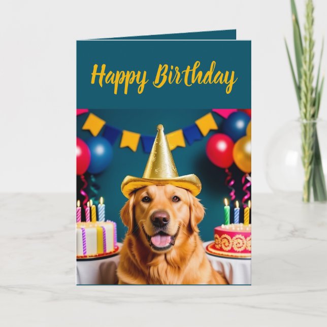Golden Retriever Birthday Kort (Framsida)