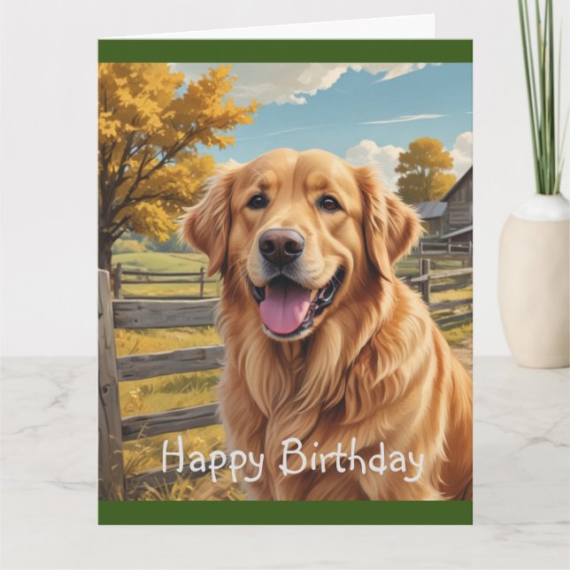 Golden Retriever Birthday Kort (Framsida)