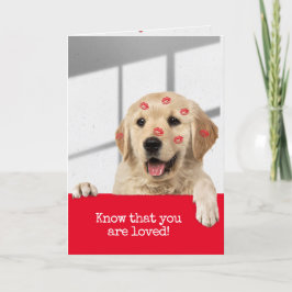 Golden Retriever Birthday Lipstick Kisses Kort