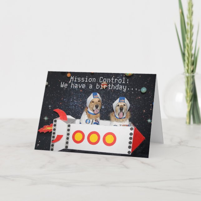 Golden Retriever Birthday Rymden Blast Kort (Framsida)