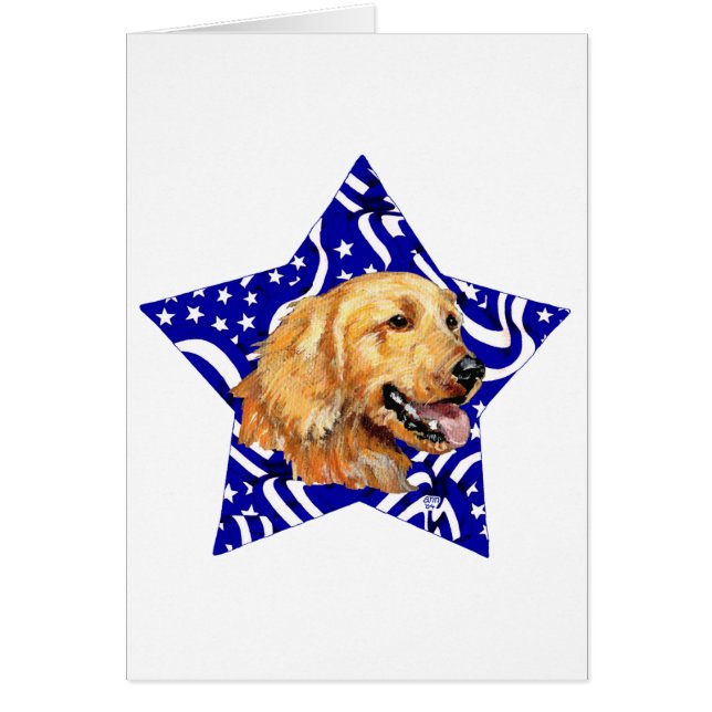 Golden Retriever Blå Stjärna Hälsningskort (Framsidan)