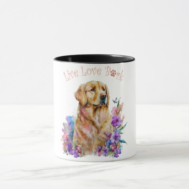 Golden Retriever Blommig Mugg (Center)