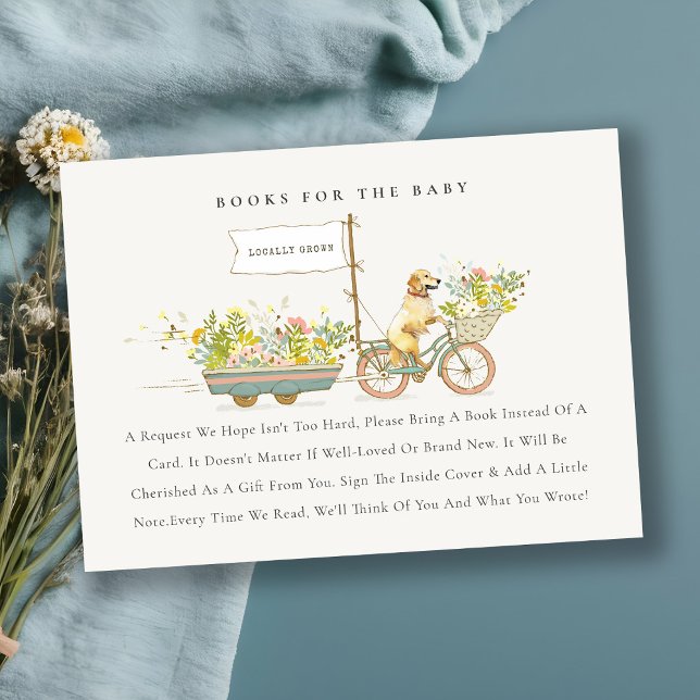 Golden Retriever Blommigt Bokar for Baby Shower Tilläggskort (Skapare uppladdad)