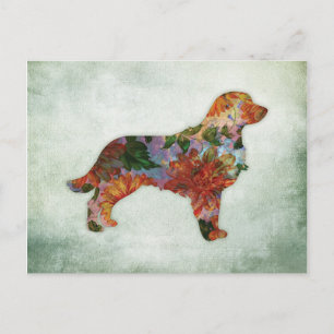 Golden Retriever-Blommigt på Grönt Vykort