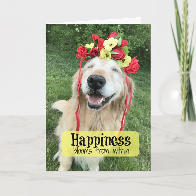 Golden Retriever-blommor inifrån Kort (Framsida)